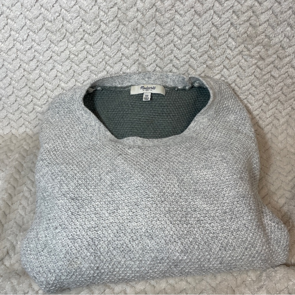 Madewell Gray Green Cotton Knit Crewneck Sweater Womens XS - Picture 7 of 8